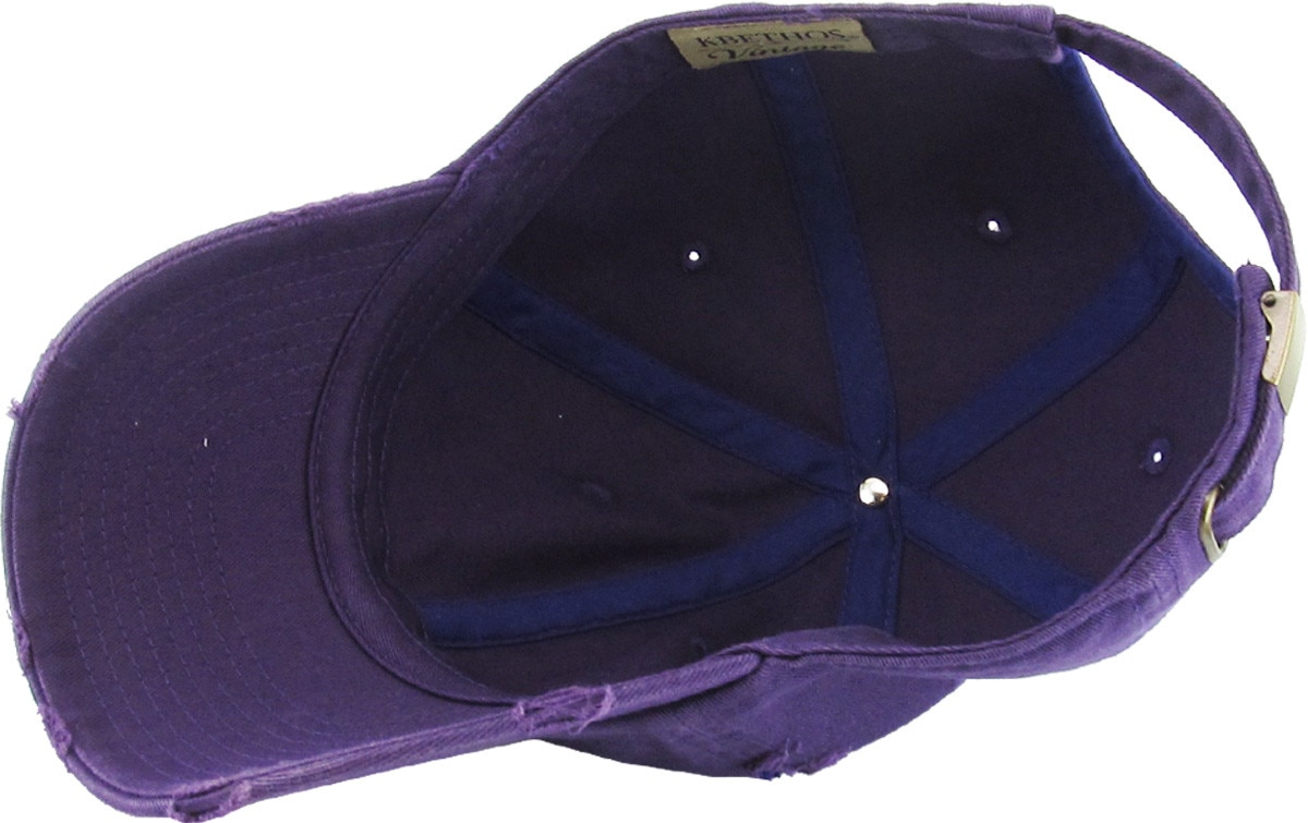 Purple Distressed Vintage Baseball Cap Inside Turned Over View